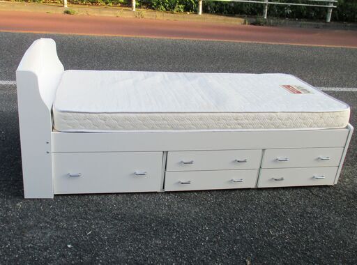 ◆シングル マットレス＆収納付きフレームセット◆無料配送