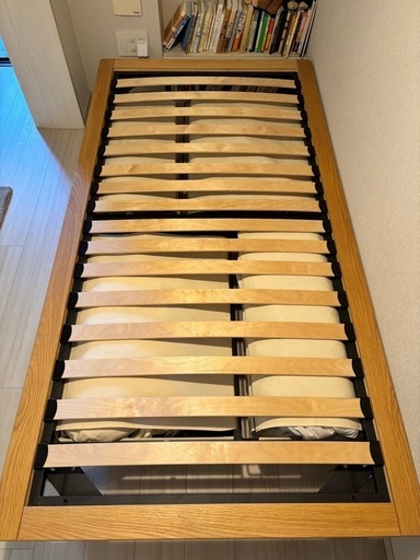 無印　シングルベッド オーク材ベッド 収納付き