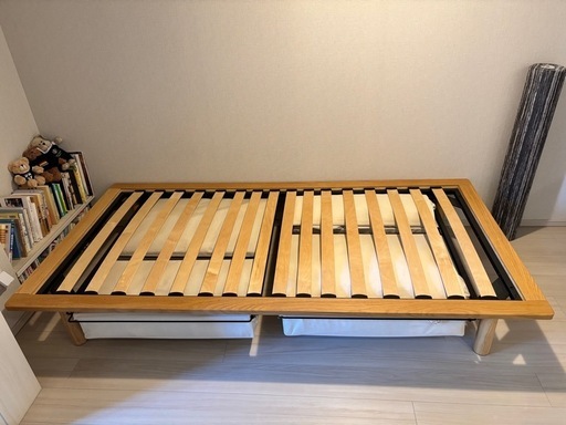 無印　シングルベッド オーク材ベッド 収納付き
