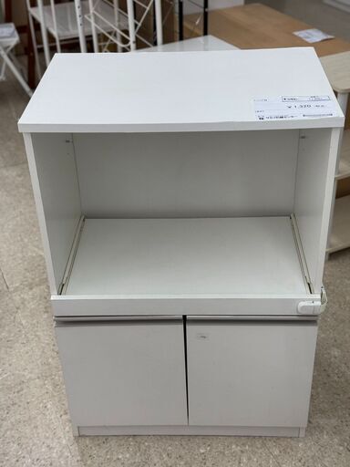 ★ジモティ割あり★  レンジ台 白 H89.2×D39.5×W60 クリーニング済み TJ9087