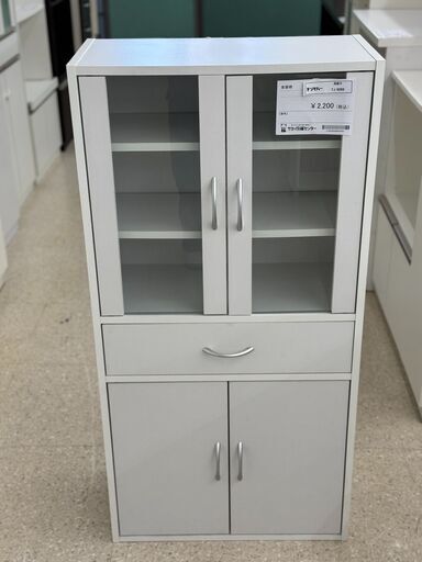 ★ジモティ割あり★  食器棚 薄茶 H89×D38.2×W50.5 クリーニング済み TJ9089