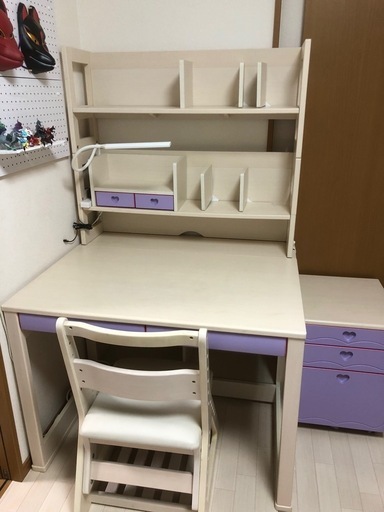 オフホワイト　学習机セット