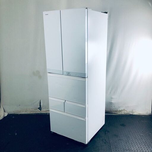 ID:rd24259 【自社配送エリア内限定】東芝 TOSHIBA 冷蔵庫 ファミリー 中古 2017年製 6ドア 509L ホワイト ファン式 観音開き GR-518FC(WS)  【リユース品：状態C】【送料無料】【設置費用無料】