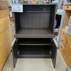 レンジ台☆濃い茶(木目)、左側面に線状のキズあり、キッチン収納【浜村鹿野温泉ICから3分 買取本舗 宮本リサイクル 営業時間9～19時 定休日水曜のみ←連絡できませんm(_ _)m】の画像