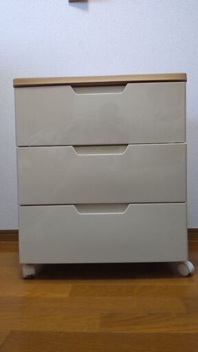 チェスト3段 ホワイト プラスチック衣類収納 書類収納 キャビネット キャスター付き
