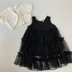 女児 チュールドレス ワンピース 80 黒の画像
