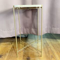 家具 生活家具 ZARA　マーブルサイドテーブル　ホワイト×ゴールドの画像