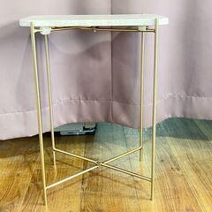 家具 生活家具 ZARA　マーブルサイドテーブル　ホワイト×ゴールドの画像