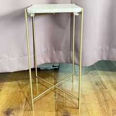 家具 生活家具 ZARA　マーブルサイドテーブル　ホワイト×ゴールドの画像