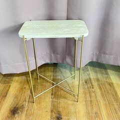 家具 生活家具 ZARA　マーブルサイドテーブル　ホワイト×ゴールドの画像