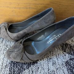 【美品】DIANA パンプス グレー シルキー スウェード 23...