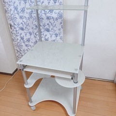 値下げ【美品】ガラス天板パソコンデスク