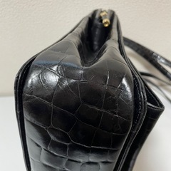 GRES トートバッグ ショルダーバッグ クロコ型押し レディース ブラックの画像
