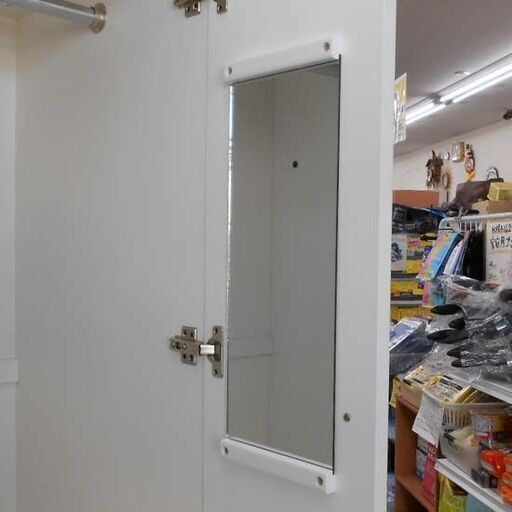 ワードローブ ② 幅88.7cm ホワイト 鏡面 88.7×54.3×190.1cm 白 タンス 衣類収納 大容量 エナメル 札幌 西野店