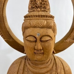 【売約済】木製 阿弥陀如来 観音菩薩 大仏 置物 サイズ23×23×55cmの画像