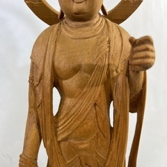 【売約済】木製 阿弥陀如来 観音菩薩 大仏 置物 サイズ23×23×55cmの画像