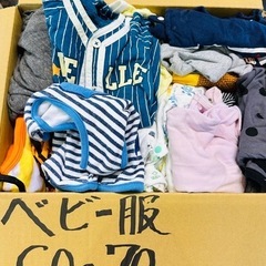 ベビー服、哺乳瓶の画像