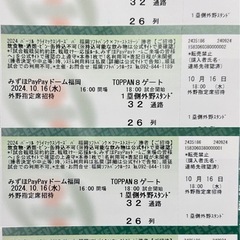 (購入者決まりました)ＣＳソフトバンクホークスチケット
