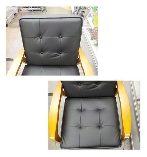 1人掛けソファ ニトリ Nシールドルッキ2 BK 合皮 黒 1Pソファ 肘置き付き 西岡店