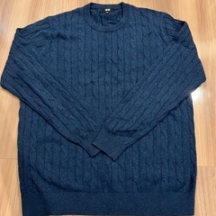 UNIQLO カシミヤ混セーターX Lネイビーの画像