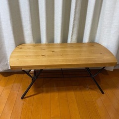 折りたたみ ローテーブル 棚付き