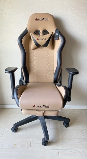 【ほぼ新品・未使用】26,980→20,000円！AutoFull(オートフル) ゲーミングチェア デスクチェア 昇降アームレスト オットマン付き レザー