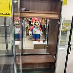 ジモティ来店特価!!　ガラス収納ケース　ブラウン　J-10113の画像