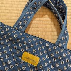 差し上げます ０円【ほぼ未使用】『レスオリバデス トートバッグ 横33×縦32×底8 』付録 ネイビー 藍色 柄 コットン かわいい おしゃれの画像