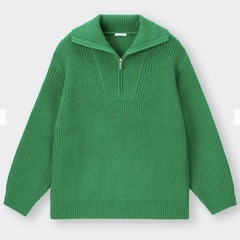 
【GU】ローゲージハーフジップセーター Mサイズ