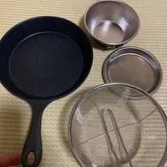 アルミスキレット　折りたたみシェラカップ　小皿　網