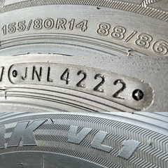 スタッドレス155/80R14LT 2本／88/86N／BS VL1 7分上 A4675-22の画像