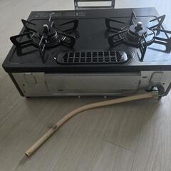 リンナイ ガスコンロ 都市ガス12A・13A用 幅約56cm 片面焼きグリル 右強火力 KG35NBKR/13A ブラック ホース付きの画像