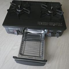 リンナイ ガスコンロ 都市ガス12A・13A用 幅約56cm 片面焼きグリル 右強火力 KG35NBKR/13A ブラック ホース付きの画像