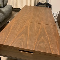 ニトリ　昇降式ローテーブル　天然木製の画像