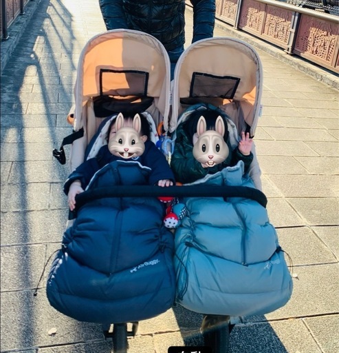 お譲り先決まりました→双子ベビーカー☆ココダブル☆フットマフなど付属品多数