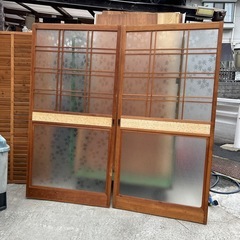 ②昭和レトロ　建具　紅葉紋　ガラス　
