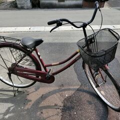 ジャンク自転車　26インチ　ママチャリ　赤
