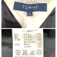トミーヒルフィガー ダウンジャケット ジップアップ 刺繍ロゴ 黒白色 XL メンズの画像