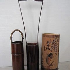 ３個セット 竹置筒 竹製 花器 生け花 華道 道具 竹器 茶道 ...