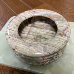 高級 ONYX EURASIA グリーン オニキス 天然石 大理石 灰皿 ライター 煙草入れ 台 喫煙具 4点 定価￥52,000 の画像