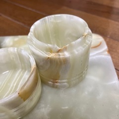 高級 ONYX EURASIA グリーン オニキス 天然石 大理石 灰皿 ライター 煙草入れ 台 喫煙具 4点 定価￥52,000 の画像