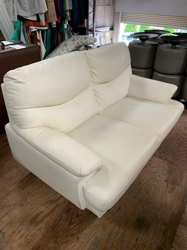 a(6717) 二人掛けソファ ソファ ホワイト 幅143cm 直接お引き取り歓迎 大阪