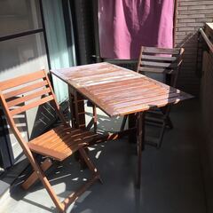 IKEA のアウトドア用の折り畳み式テーブルと椅子
