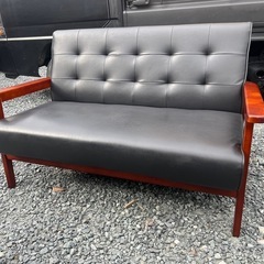 【中古美品】ニューレトロ　2P 2人掛けソファー　レザーの画像