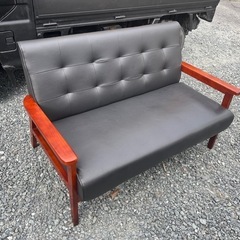 【中古美品】ニューレトロ　2P 2人掛けソファー　レザー