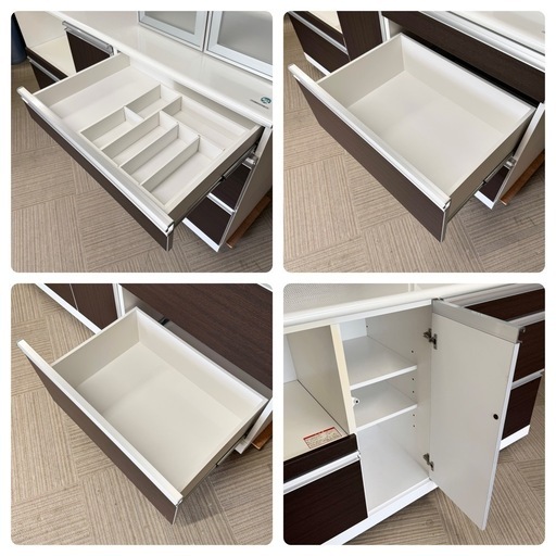 【美品‼️】高級♪ 古賀家具工業 173cm幅キッチンボード 食器棚 収納家具 木目調ダークブラウン♪