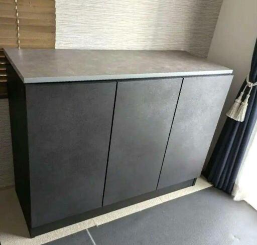 【SOLD OUT】　日本製　セラミック調サイドボード　テレビ台　グレー色