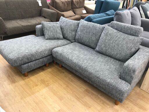 ★ジモティ割あり★  L字ソファ グレー クリーニング済み KJ6519