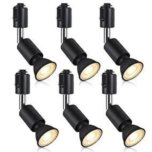 xydled ダクトレール用スポットライト E11 LED電球付き 50W ライティングバー用器具セット ライティングレール 天井照明 6個セット (電球色, ブラック)