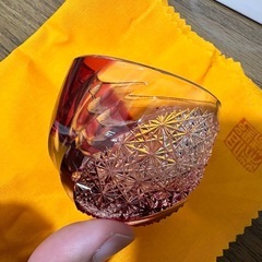 但野英芳作 錦鯉 ぐい呑み 切子